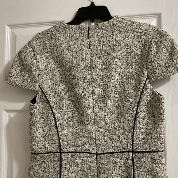 4 Collective Black/White Tweed Dress with Black Leather Piping, Size 12 - Picture 7 of 8